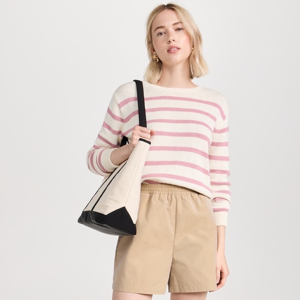 KULE Cream and Dusty Pink Striped Sweater